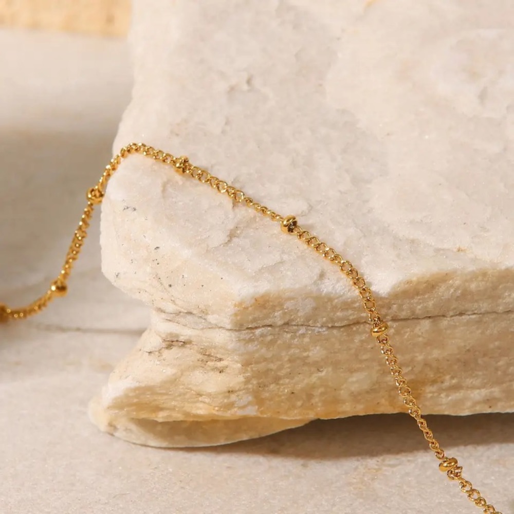 ⚜️𝟯𝟬%𝗢𝗙𝗙 𝗯𝘂𝗻𝗱𝗹𝗲𝘀 𝟯+⚜️ NEW Thin Beaded Chain Stainless Steel Bracelet - Picture 4 of 15